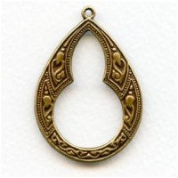 Ornate Pendant Hoops Oxidized Brass (4)