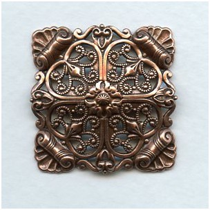 Ornate Domed Filigree Square Oxidized Copper 33mm (1)