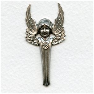 Guardian Angel Design Oxidized Silver 51mm (1) - VintageJewelrySupplies.com