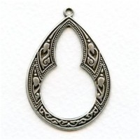 Ornate Pendant Hoops Oxidized Silver (4)