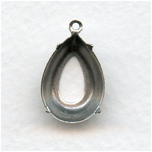 Pear Shape Settings 18x13mm Oxidized Silver (12)