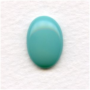 Turquoise Glass Cabochons Oval Buff-Tops 18x13mm