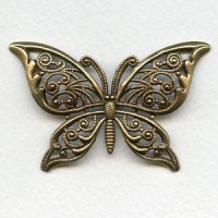 Ornate Filigree Butterfly Oxidized Brass 65mm (1)