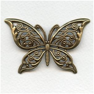 Ornate Filigree Butterfly Oxidized Brass 65mm (1)