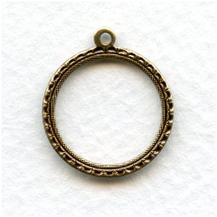 Round 15mm Hoop Pendants Oxidized Brass (6)