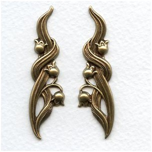 Lily of the Valley Flourishes Oxidized Brass (1 set)