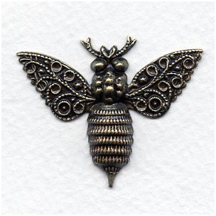Fantasy Bee or Moth Oxidized Brass 42mm (1)