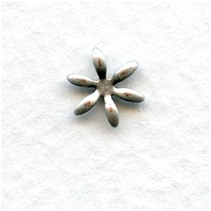 Tiny Flower Shapes 8mm Oxidized Silver Smooth Petals (24)