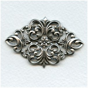 Exceptional Oxidized Silver Stamping Oval 57mm (1)