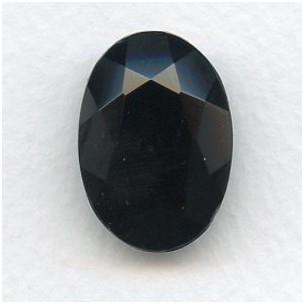 ^Jet Glass Oval Unfoiled Jewelry Stone 25x18mm (1)