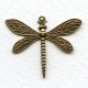 Detailed Medium Dragonfly Pendants Oxidized Brass