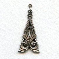 Ornately Detailed Pendant Drops 34mm Oxidized Silver (6)