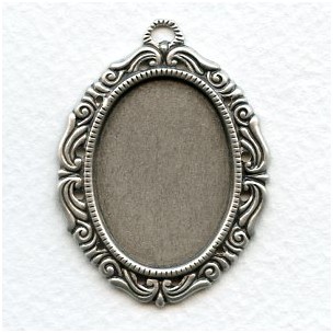 Ornate Settings 30x22mm Oxidized Silver (2)