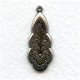Ornately Detailed Pendant Drops 27mm Oxidized Silver (6)