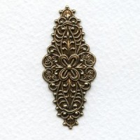 Embossed Navette Shapes Oxidized Brass 49x21mm (6)