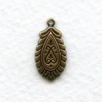 Embossed Pendant Drops 18x9mm Oxidized Brass (12)