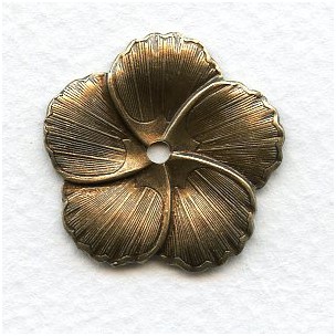 Rounded Petal Flowers Oxidized Brass 28mm (4)