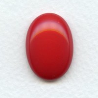 Cherry Red Glass Cabochon 25x18mm Flat Back (1)