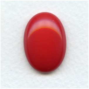 Cherry Red Glass Cabochon 25x18mm Flat Back (1)
