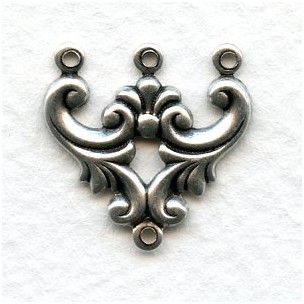 *Ornate 3 Strand Jewelry Connectors Oxidized Silver (12)