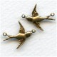 Flying Bird Connectors Oxidized Brass Right and Left (6 pairs)