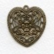 European Made Floral Heart Pendant Brass 34mm (1)