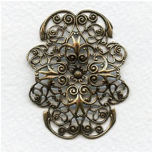 Ornate Openwork Rectangle Stamping Oxidized Brass