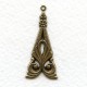 Ornately Detailed Pendant Drops 34mm Oxidized Brass (6)