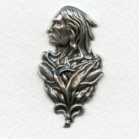 ^Native American Man with Maize Oxidized Silver Stamping (1)