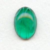 ^Oval Glass 18x13mm Cabochon Emerald Swirls