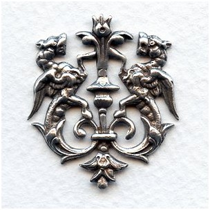 Royal Crest Heraldry Oxidized Silver 35mm