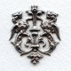 Royal Crest Heraldry Oxidized Silver 35mm