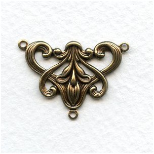 Art Nouveau Style Floral Connector Oxidized Brass (4)