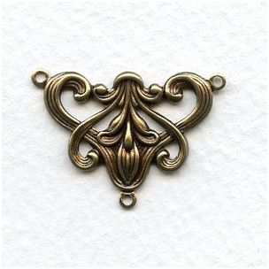 Art Nouveau Style Floral Connector Oxidized Brass (6)