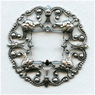 Filigree Frame Stamping Oxidized Silver 48mm