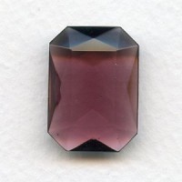 Amethyst Glass Octagon Unfoiled Glass Stone 25x18mm