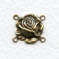 Small Rose Connectors Oxidized Brass 14mm (12)