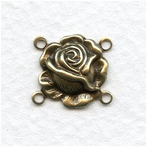 Small Rose Connectors Oxidized Brass 14mm (12)
