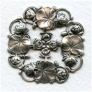 Lily Pad Stampings Oxidized Silver 40mm (2)