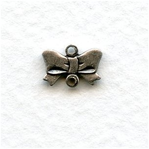 Tiny Bow Connectors Oxidized Silver 10mm (12)