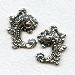 Victorian Details Right Left Flourishes Oxidized Silver