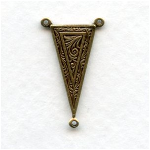 Art Deco Style Triangle 25mm Connectors Oxidized Brass (6)