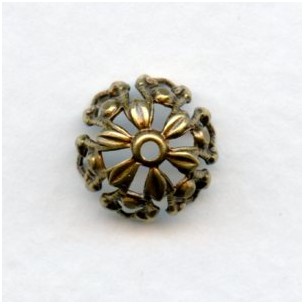 Openwork Bead Caps for Round 11mm Beads Oxidized Brass (6)