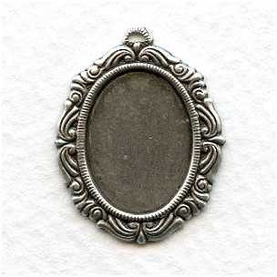 Ornate Detailed Setting 18x13mm Oxidized Silver (6)