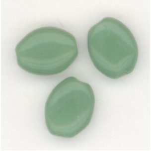 ^Opaque Green 8x6mm Flat Oval Beads from the Czech Republic (24)