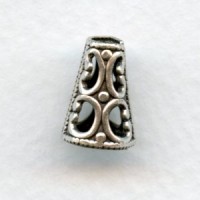 Cone Shape Filigree Bead Cap or Spacer Oxidized Silver (6)