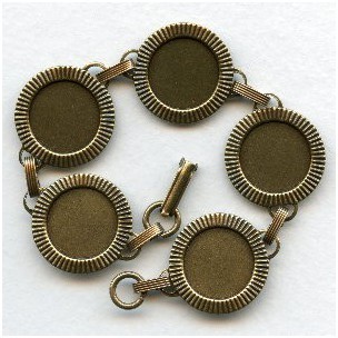 Bracelet Finding 15mm Settings Oxidized Brass - VintageJewelrySupplies.com