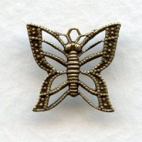 Filigree Butterfly Charms Oxidized Brass 11mm (6)