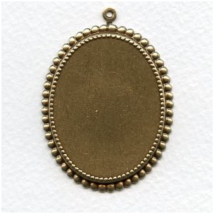 Setting Base with Pendant Loop Oxidized Brass 40x30mm (3)
