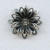 Multi Layered Flowers Oxidized Silver 25mm (2)